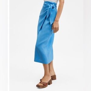 NWT Mango blue wrap midi skirt